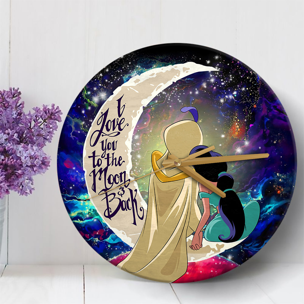 Aladin Couple Love You To The Moon Galaxy 1 Wood Wall Clock Nearkii