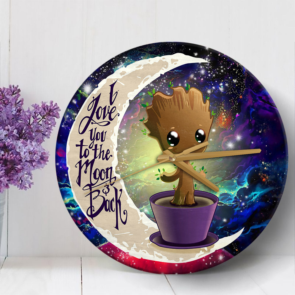Baby Groot Love You To The Moon Galaxy Wood Wall Clock Nearkii