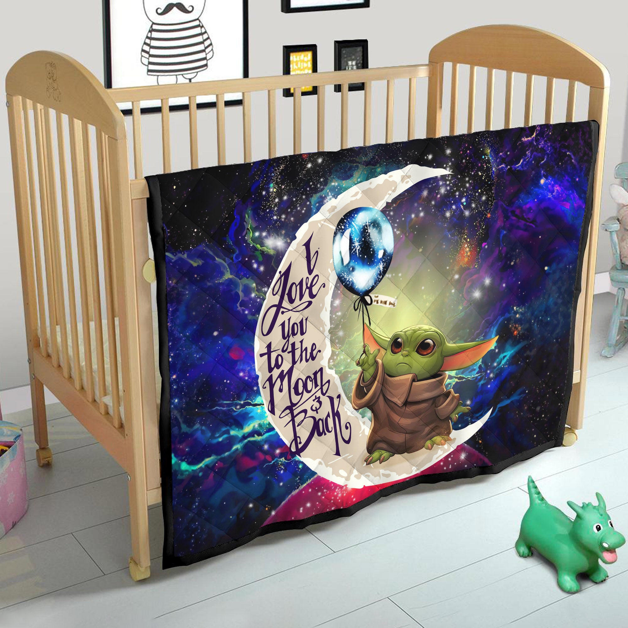 Baby Yoda Love You To The Moon Galaxy Quilt Blanket Nearkii