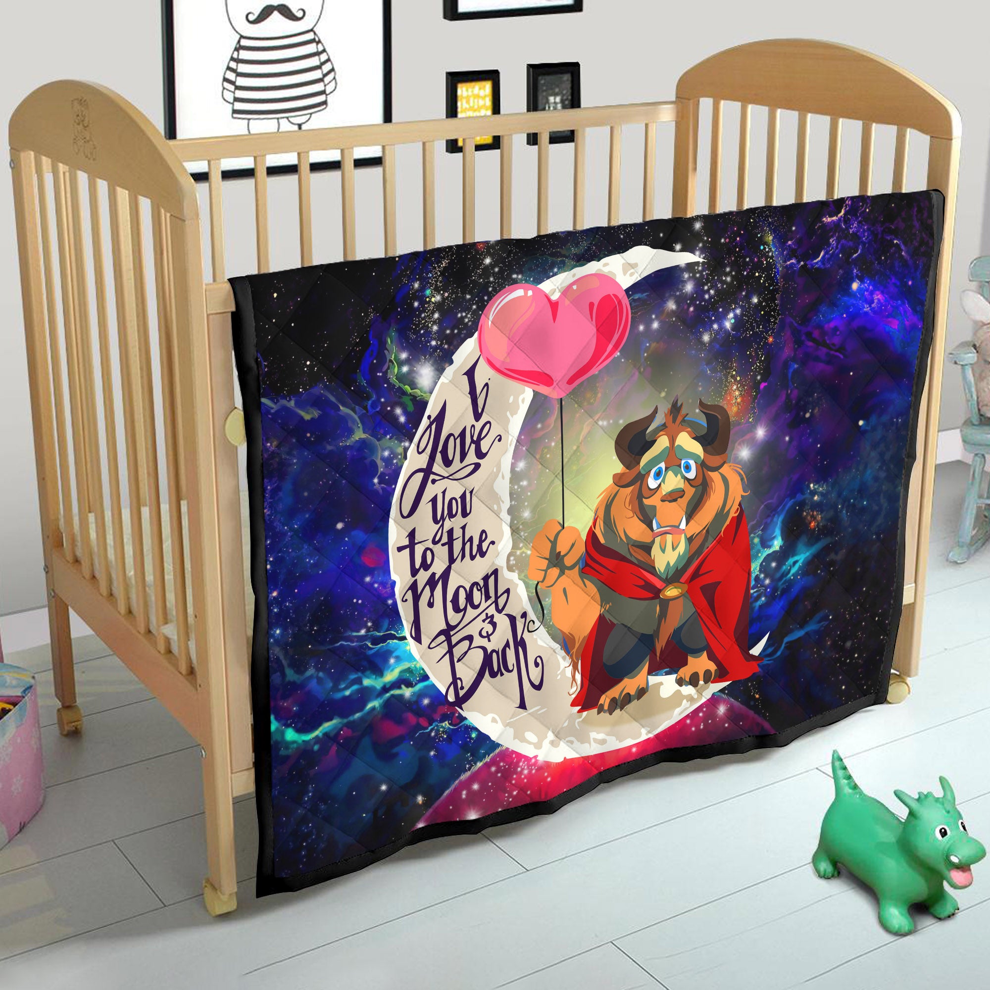 Beauty And The Beast Love You To The Moon Galaxy Quilt Blanket Nearkii