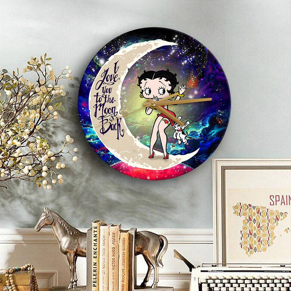 Betty Boop Love You To The Moon Galaxy Wood Wall Clock Nearkii