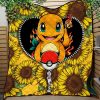 Charmander Pokemon Sunflower Zipper Quilt Blanket Nearkii