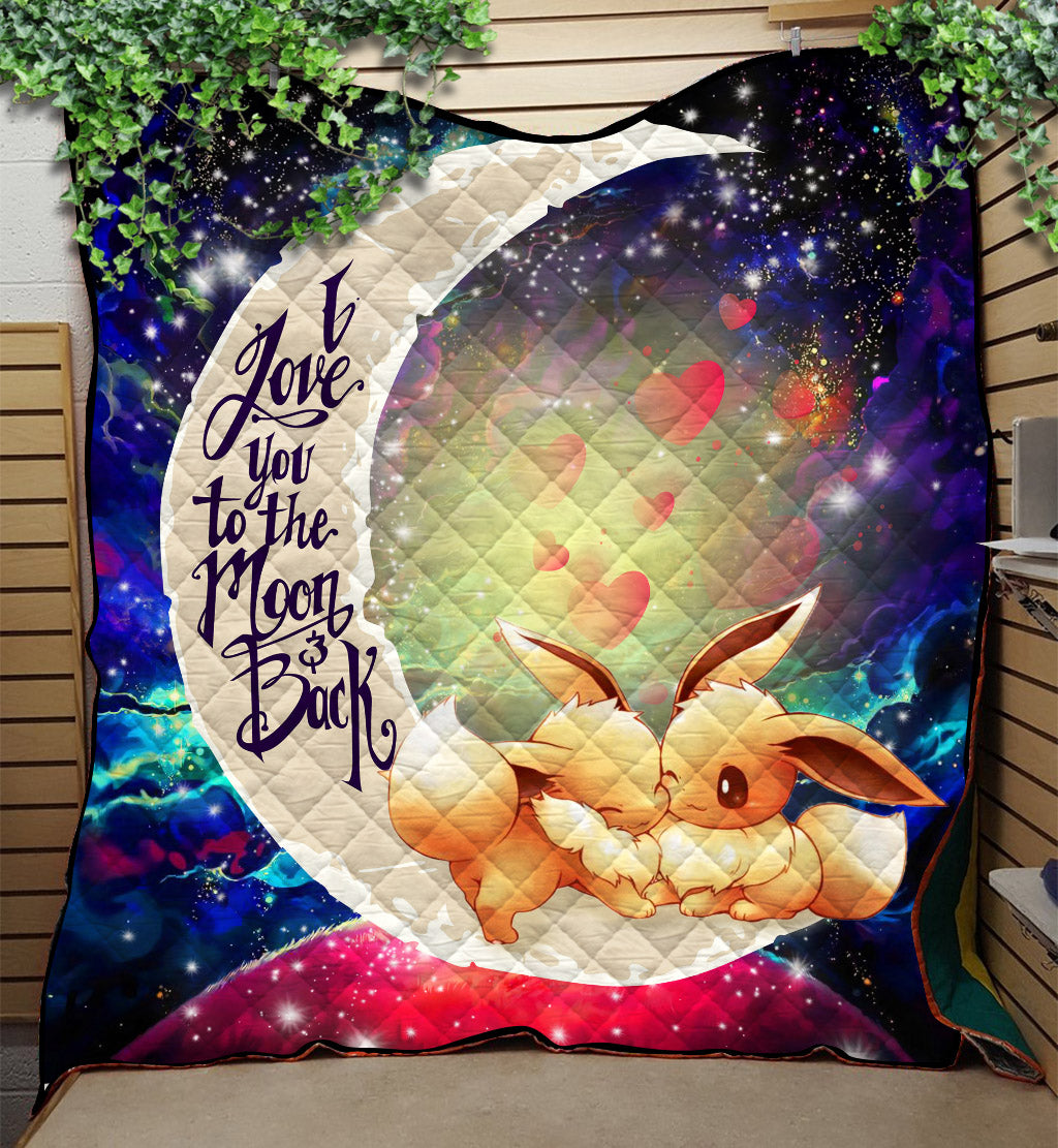 Cute Eevee Pokemon Couple Love You To The Moon Galaxy Quilt Blanket Nearkii