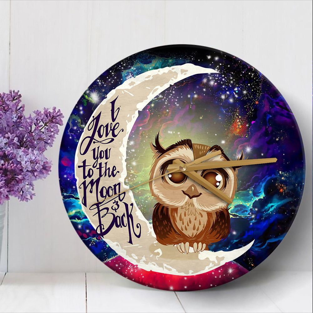 Cute Owl Love You To The Moon Galaxy Wood Wall Clock Nearkii