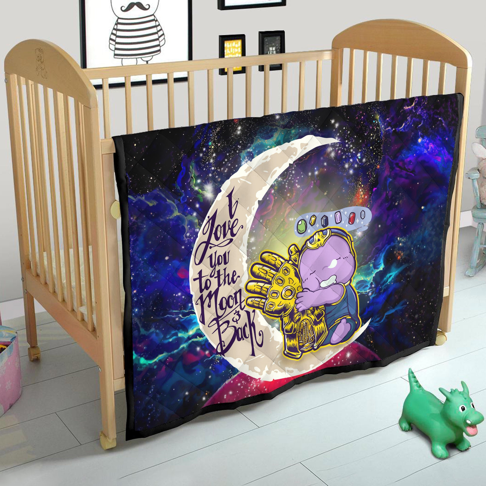 Cute Thanos Love You To The Moon Galaxy Quilt Blanket Nearkii
