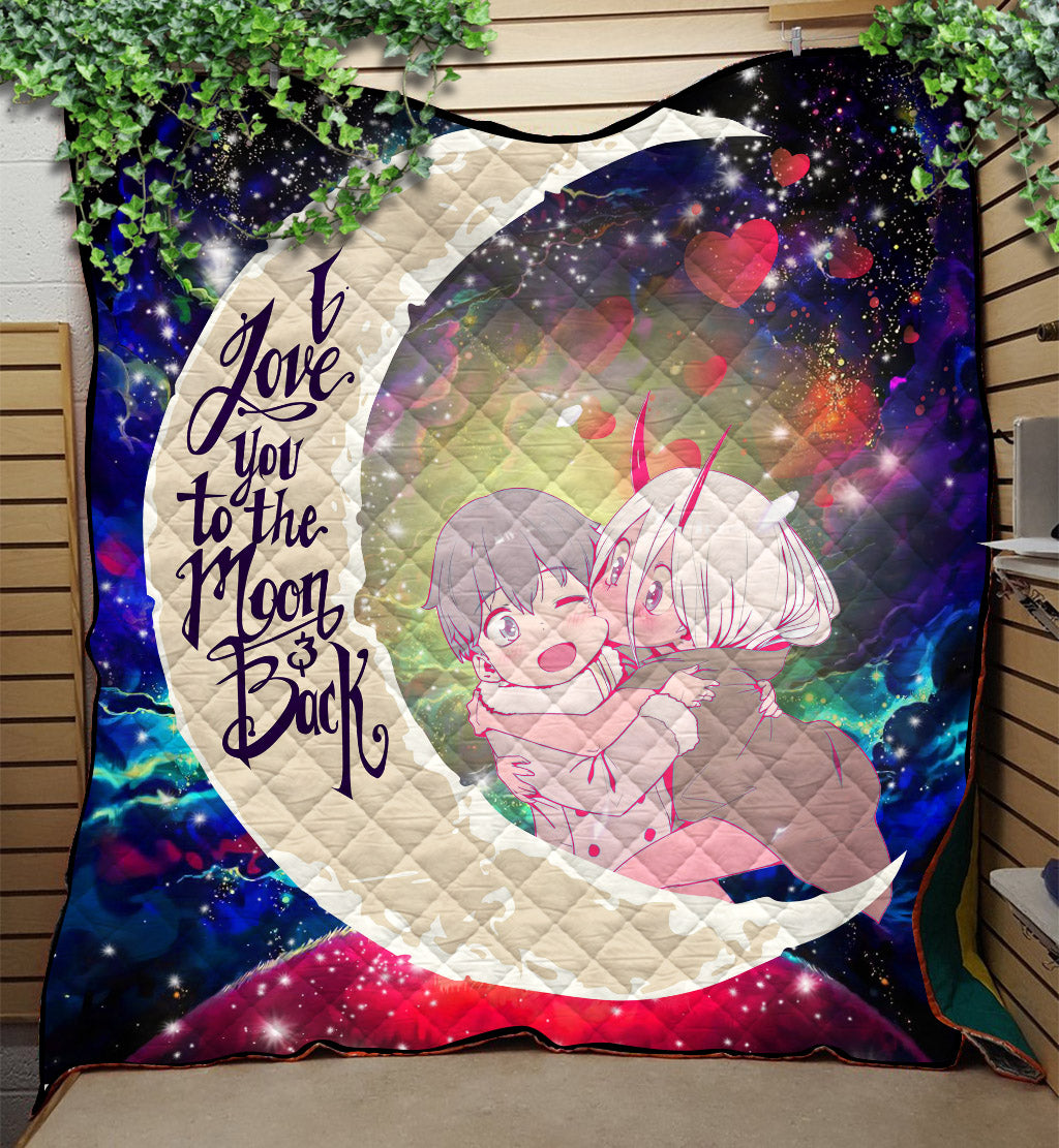 Darling In The Franxx Hiro And Zero Two Love You To The Moon Galaxy Quilt Blanket Nearkii