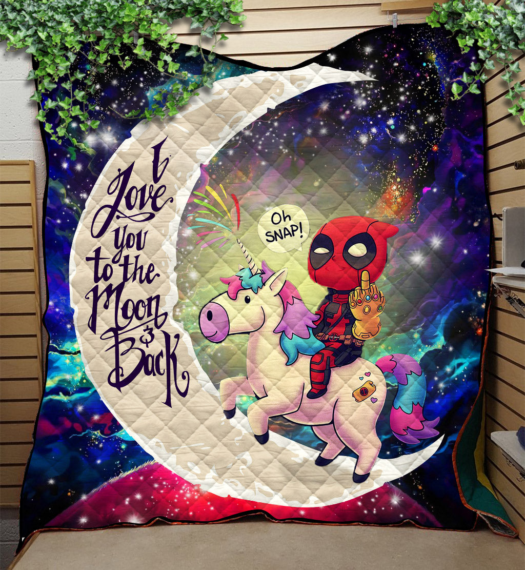 Deadpool Unicorn Love You To The Moon Galaxy Quilt Blanket Nearkii