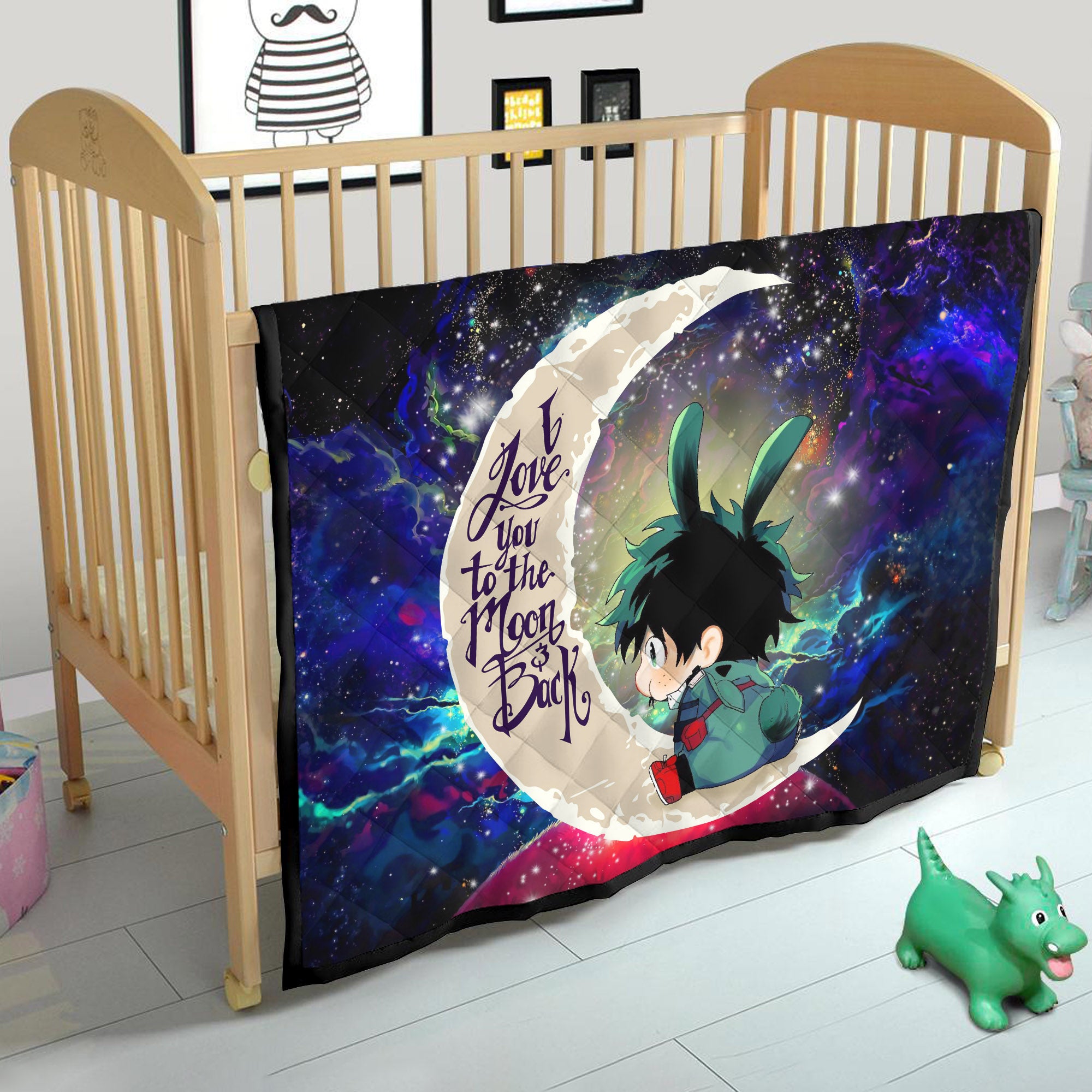 Deku My Hero Academia Anime Love You To The Moon Galaxy Quilt Blanket Nearkii