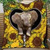 Elephant Sunflower Zipper Quilt Blanket Nearkii