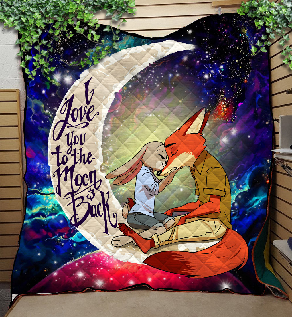 Fox Couple Love You To The Moon Galaxy Quilt Blanket Nearkii