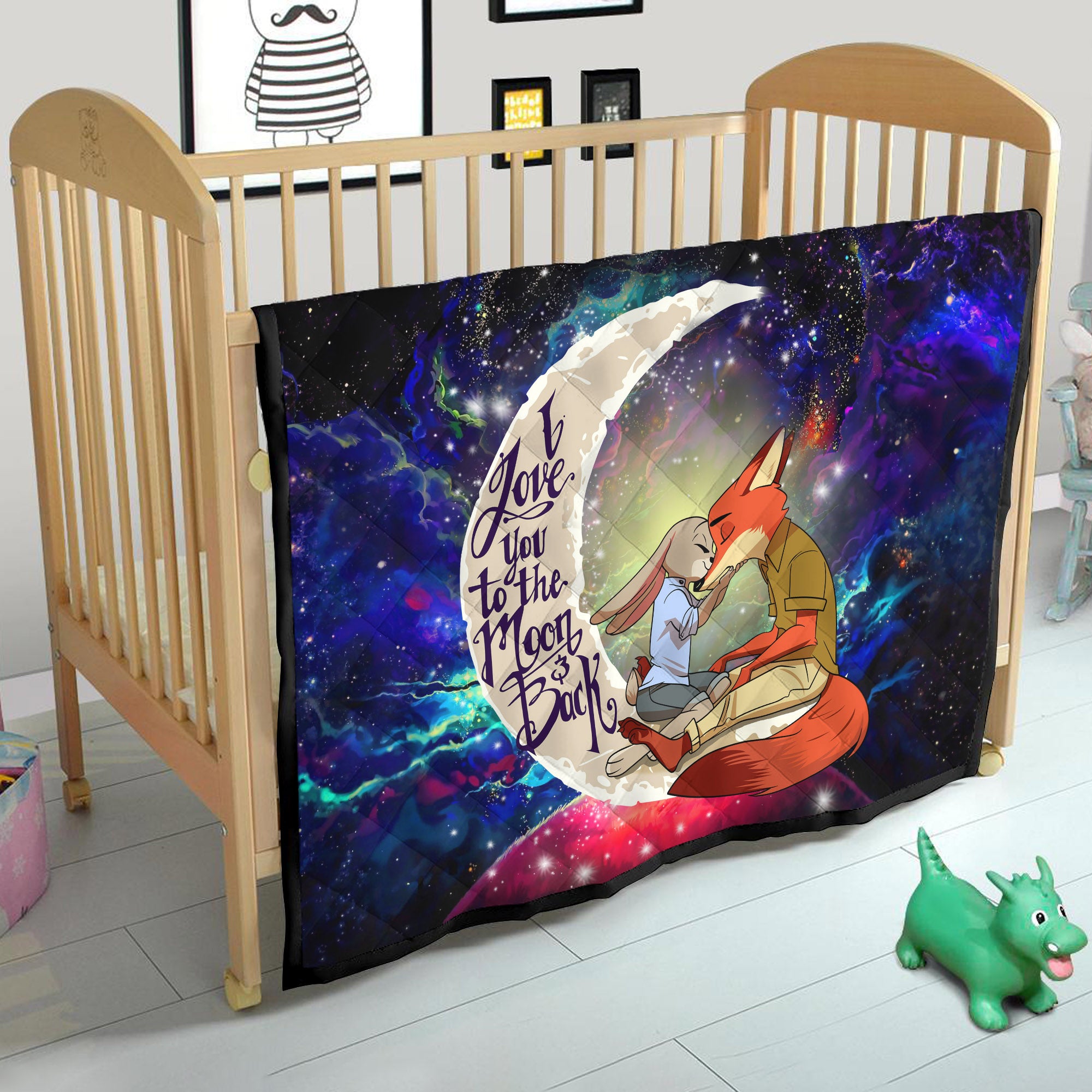 Fox Couple Love You To The Moon Galaxy Quilt Blanket Nearkii