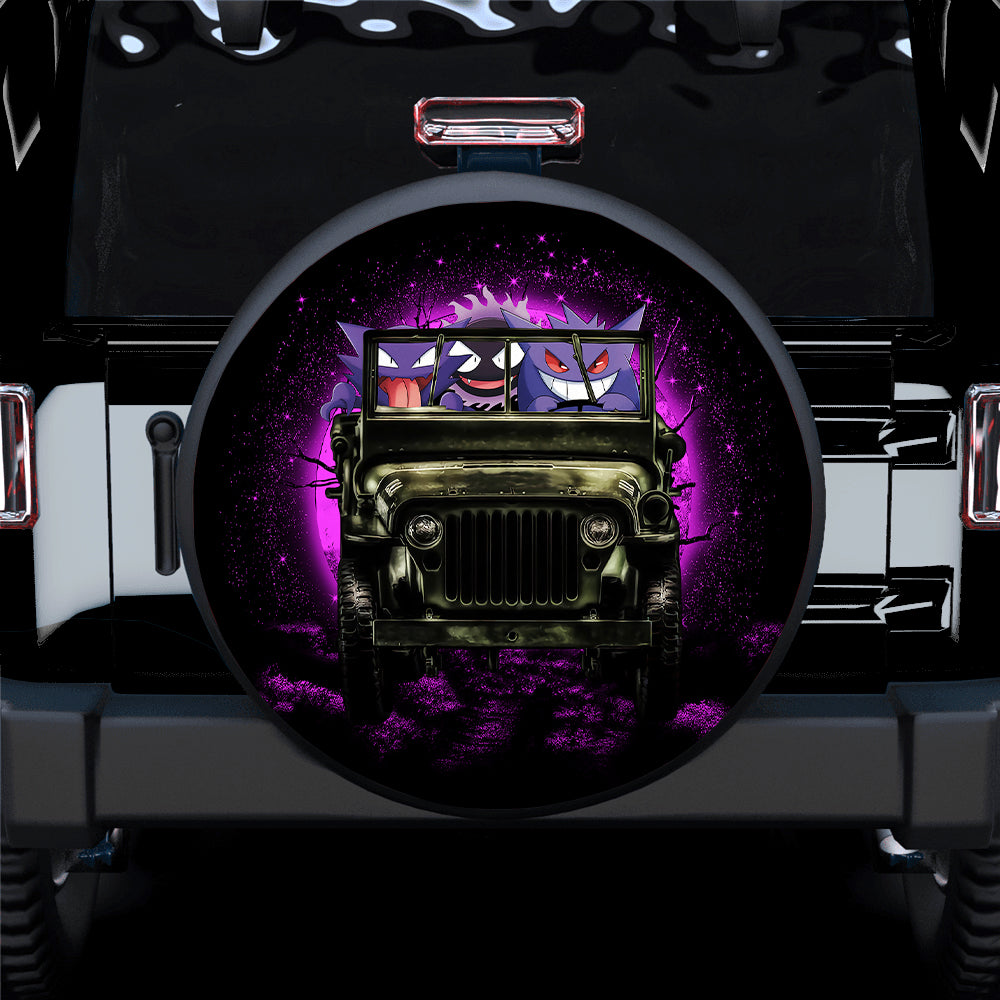 Halloween Gengar Pokemon Ghost Ride Jeep Funny Moonlight Car Spare Tire Covers Gift For Campers Nearkii