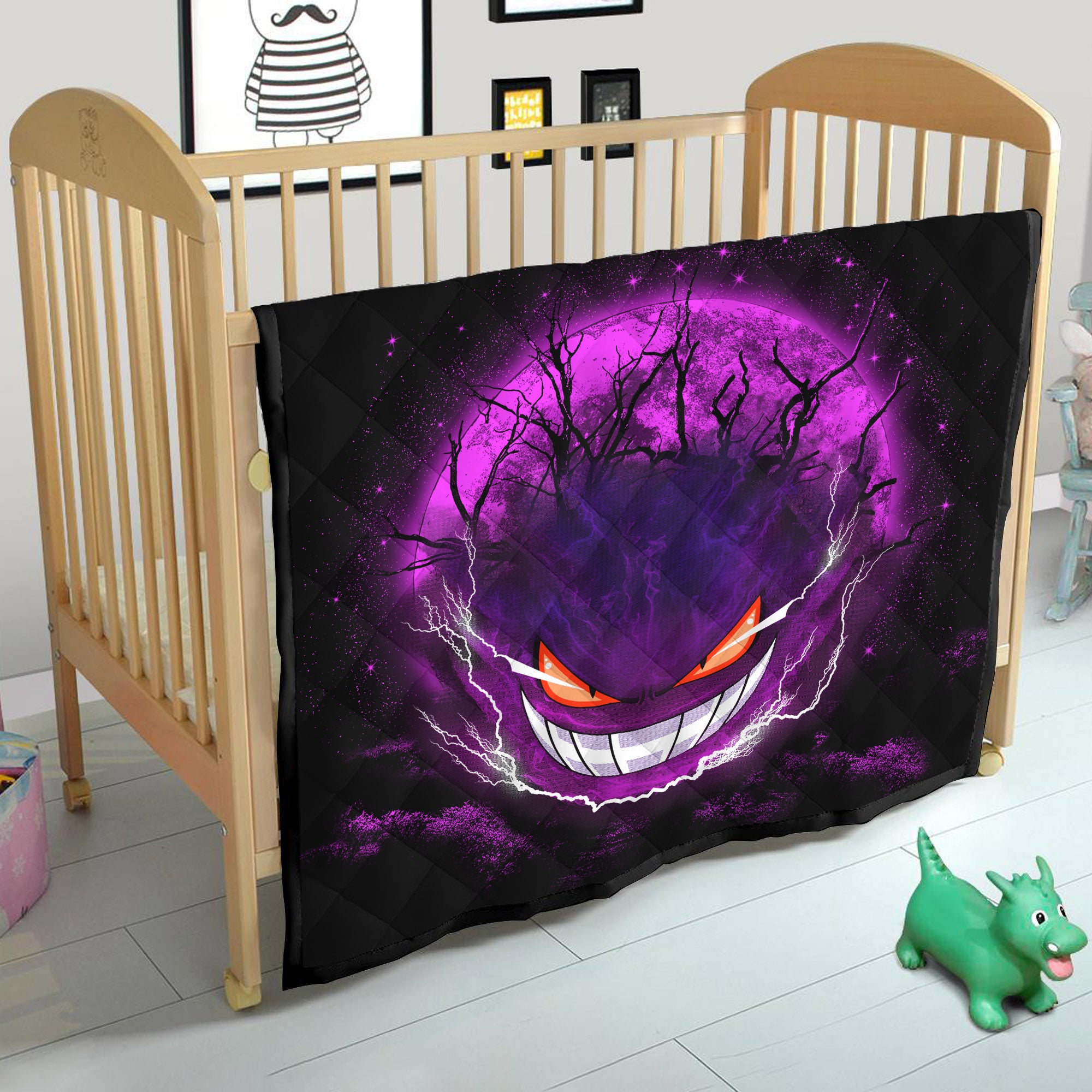 Gengar Pokemon Ghost Scary Moonlight Quilt Blanket Nearkii