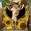 Giraffe Sunflower Zipper Quilt Blanket Nearkii