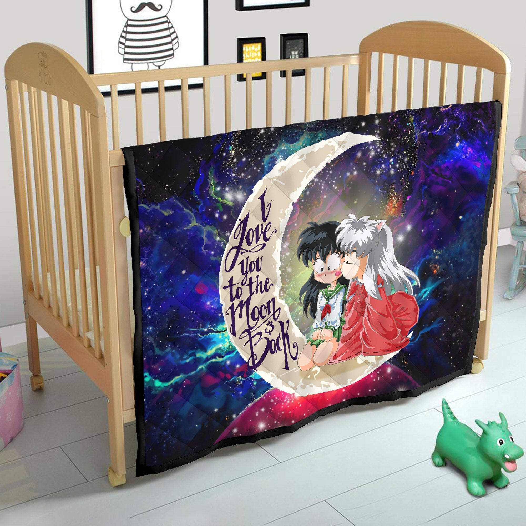 Inuyasha Love You To The Moon Galaxy Quilt Blanket Nearkii