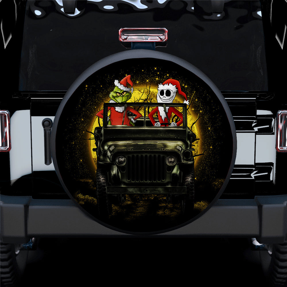 Jack Nightmare Before Christmas And Grinch Ride Jeep Moonlight Halloween Car Spare Tire Covers Gift For Campers Nearkii