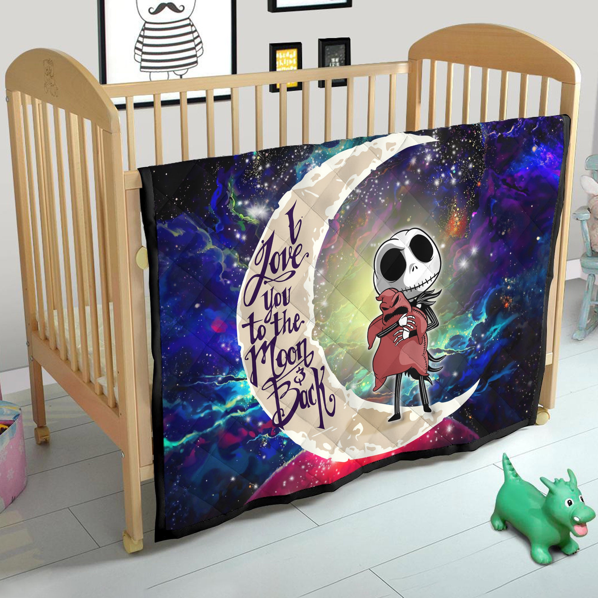 Jack Skellington Nightmare Before Christmas Love You To The Moon Galaxy Quilt Blanket Nearkii