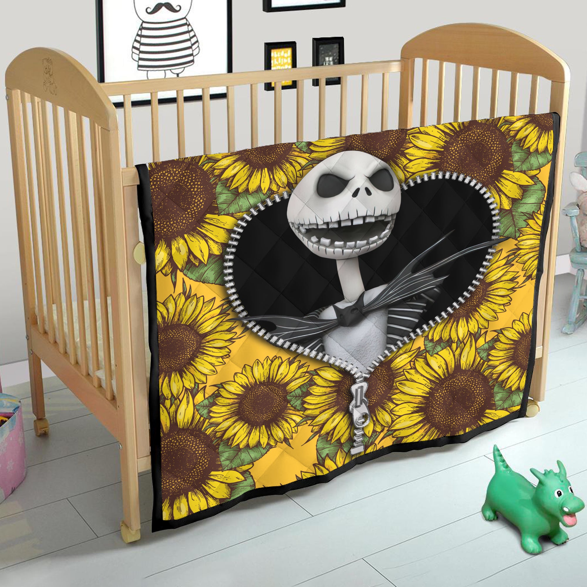 Jack Skellington Nightmare Before Christmas Sunflower Zipper Quilt