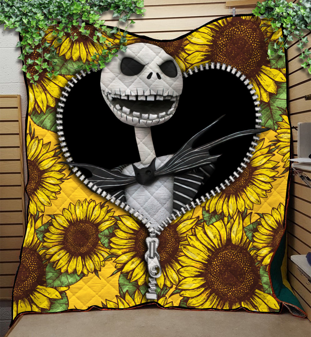 Jack Skellington Nightmare Before Christmas Sunflower Zipper Quilt Blanket Nearkii