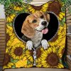 Lovely Beagle Dog Sunflower Zipper Quilt Blanket Nearkii