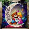 Mario Couple Love You To The Moon Galaxy Quilt Blanket Nearkii