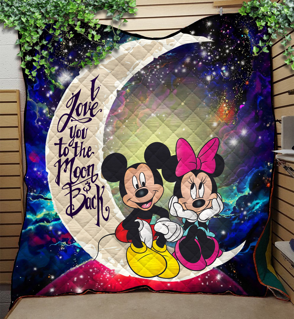 Mouse Couple Love You To The Moon Galaxy Quilt Blanket Nearkii