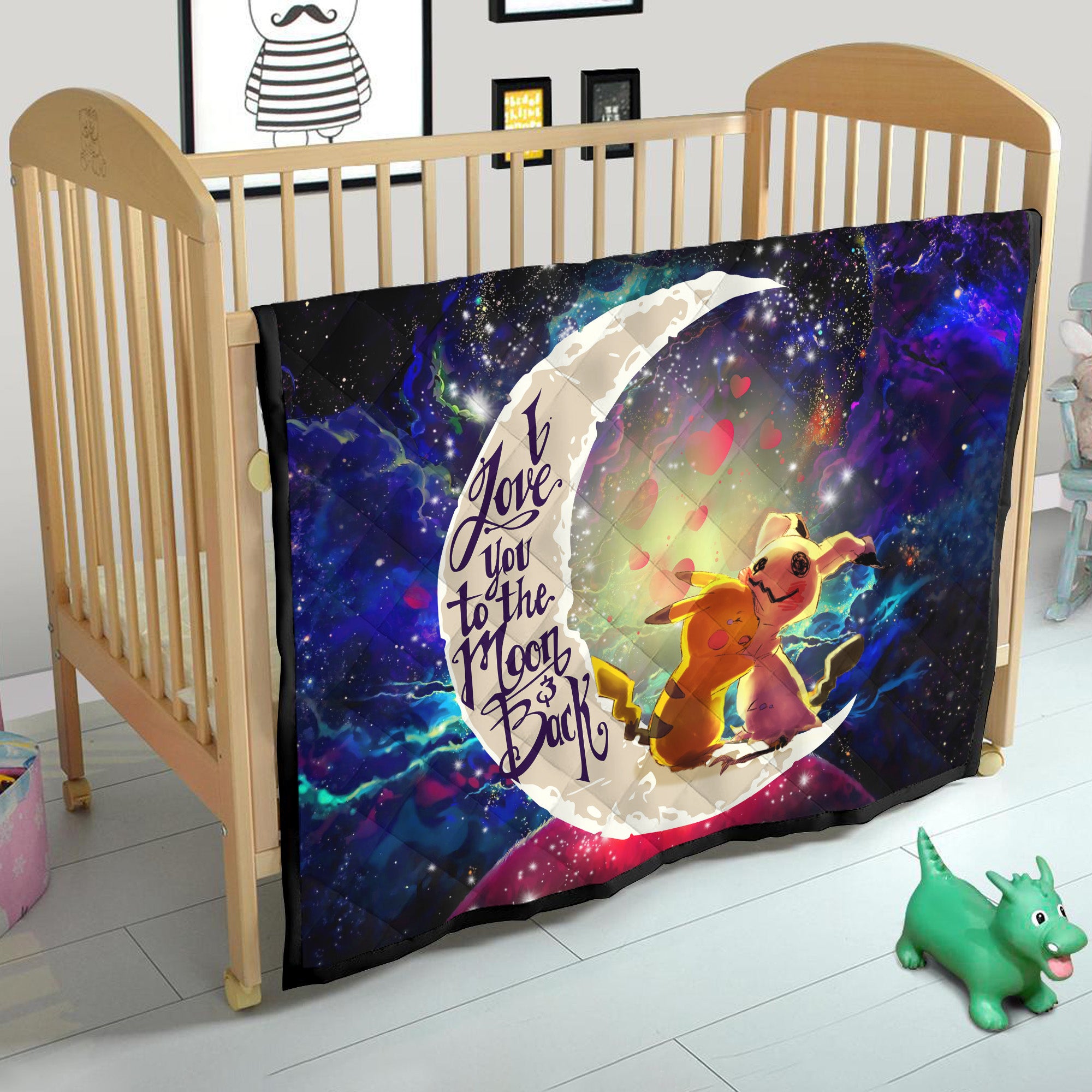 Pikachu Horro Love You To The Moon Galaxy Quilt Blanket Nearkii