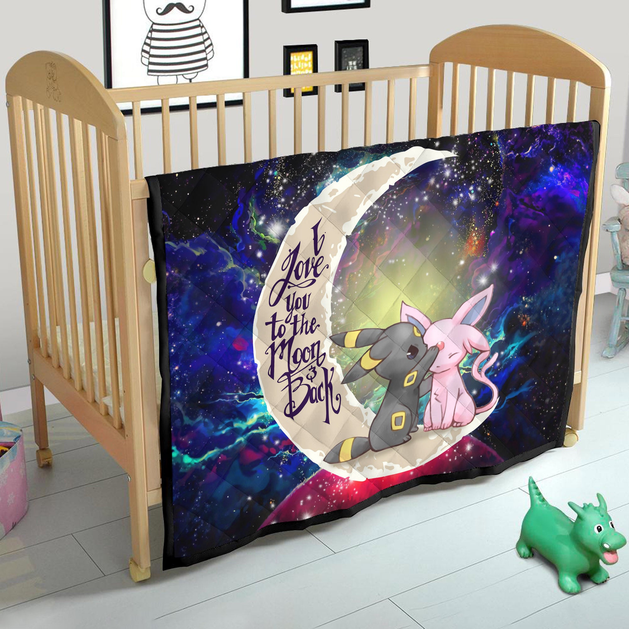 Pokemon Couple Espeon Umbreon Love You To The Moon Galaxy Quilt Blanket Nearkii
