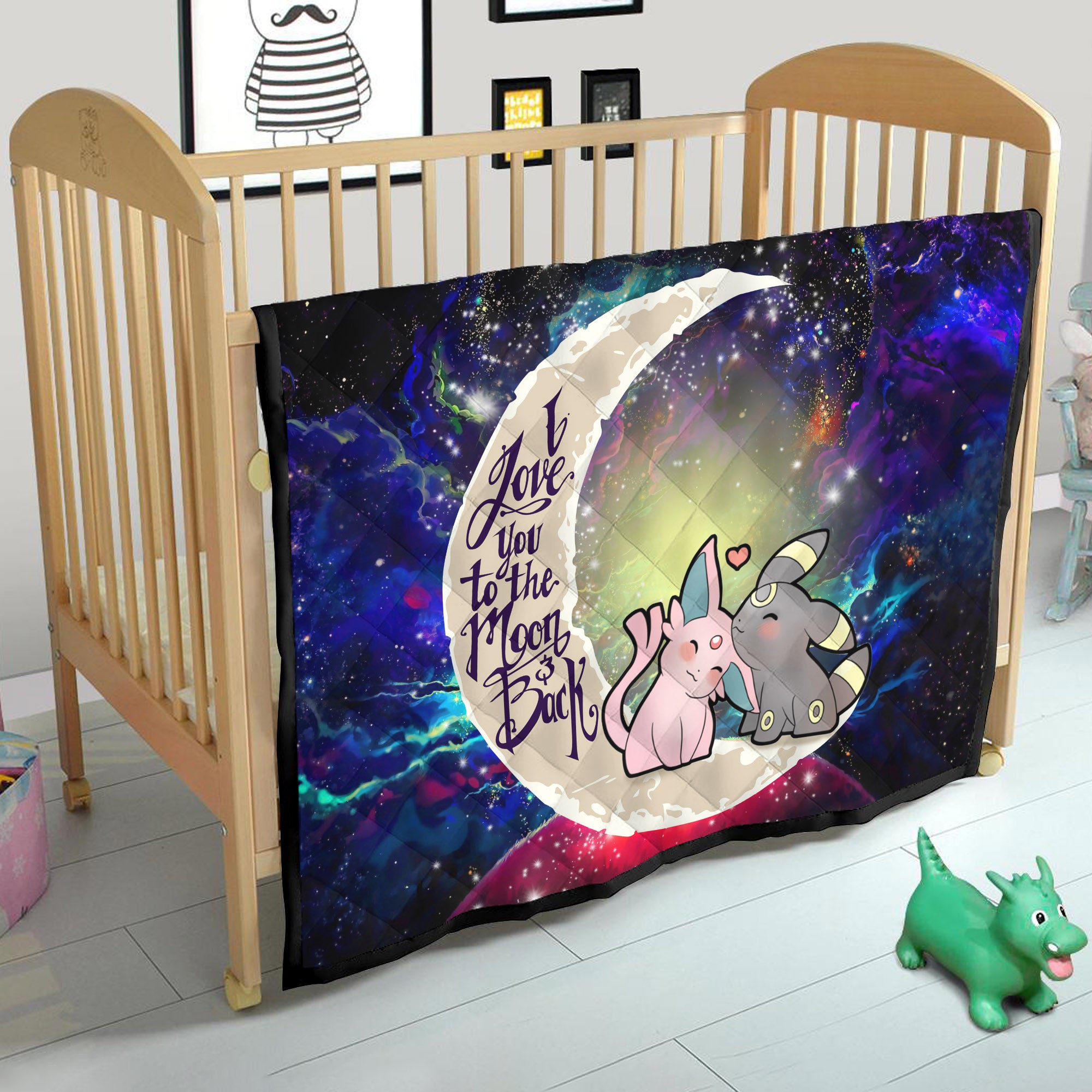Pokemon Espeon Umbreon Love You To The Moon Galaxy Quilt Blanket Nearkii