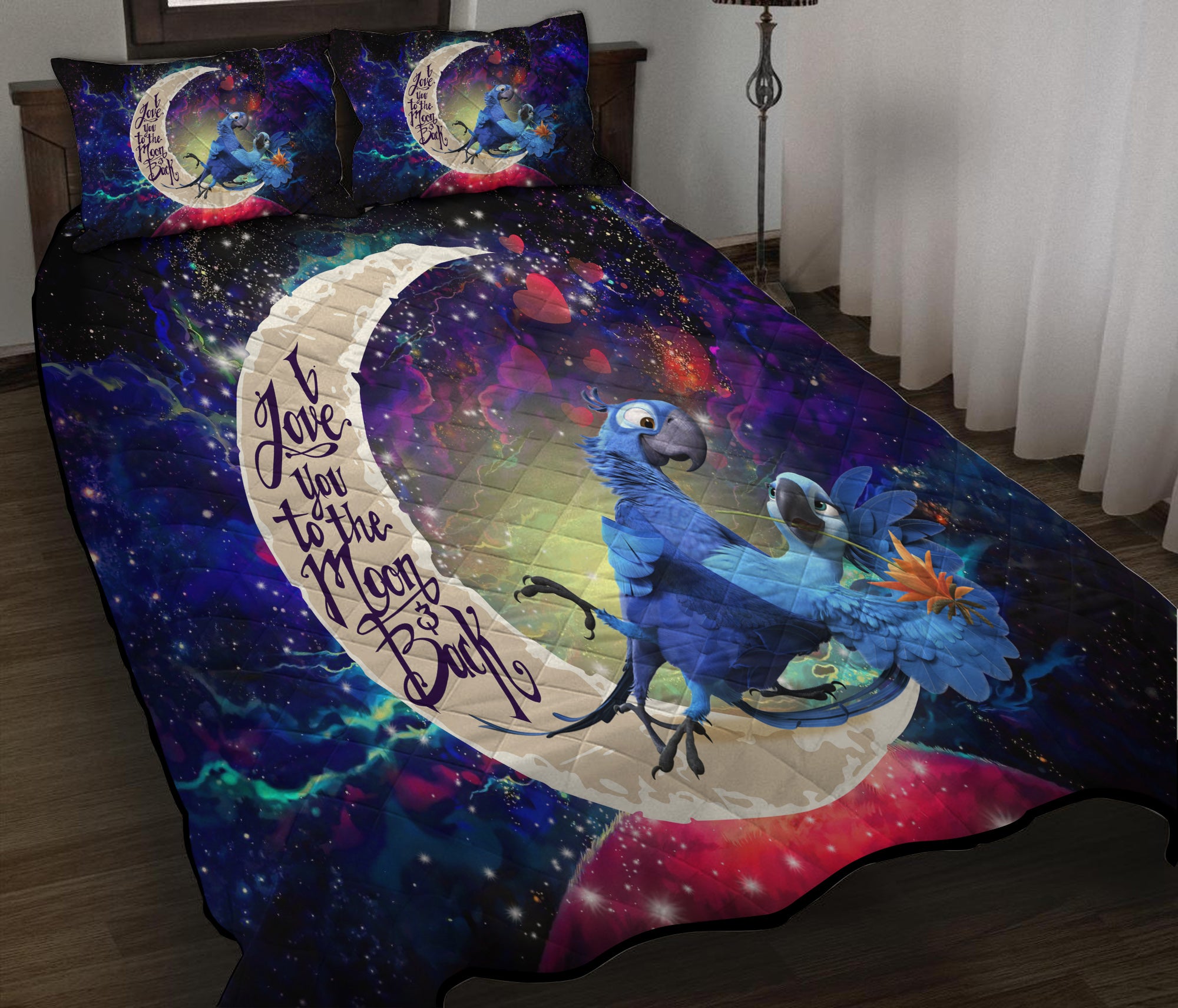 Rio Blu and Jewel Love You To The Moon Galaxy Quilt Bed Sets Nearkii
