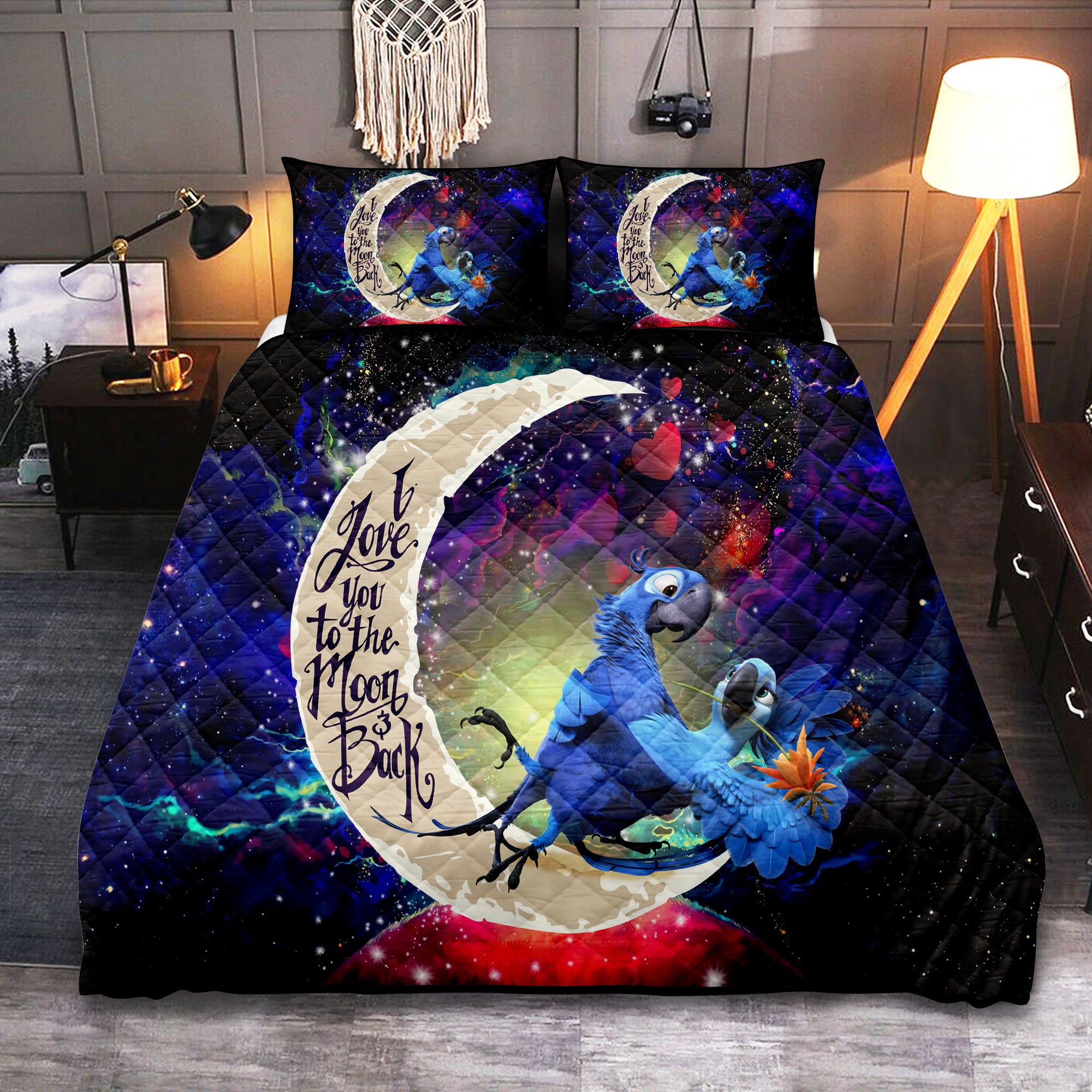 Rio Blu and Jewel Love You To The Moon Galaxy Quilt Bed Sets Nearkii