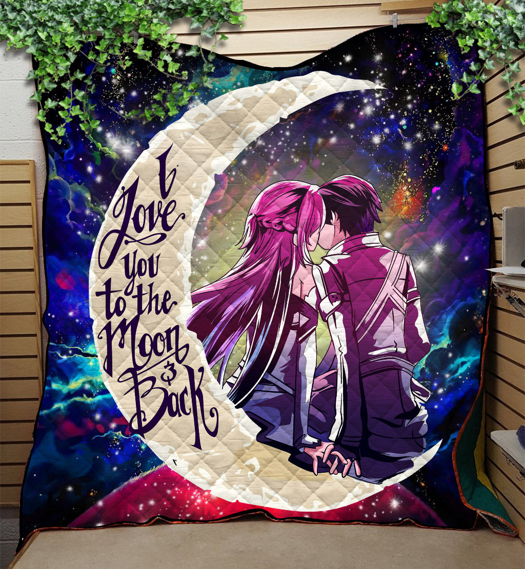 SAO Sword Art Online Asuna Kirito Love You To The Moon Galaxy Quilt Blanket Nearkii