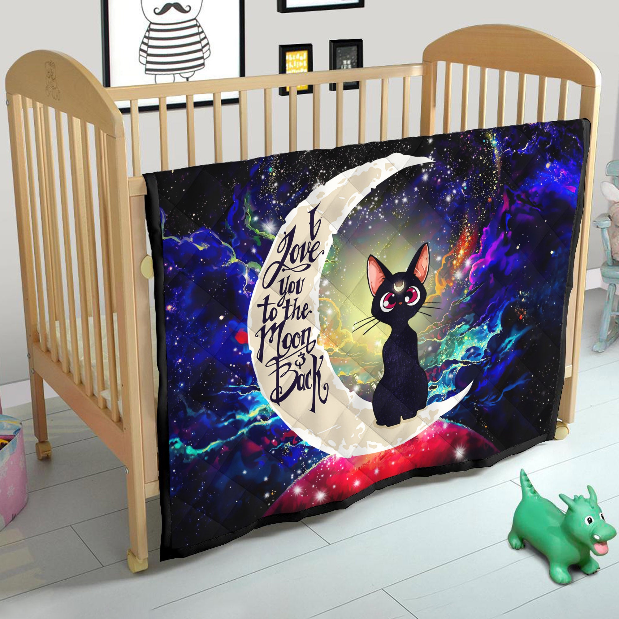 Sailor Moon Cat Love You To The Moon Galaxy Quilt Blanket Nearkii