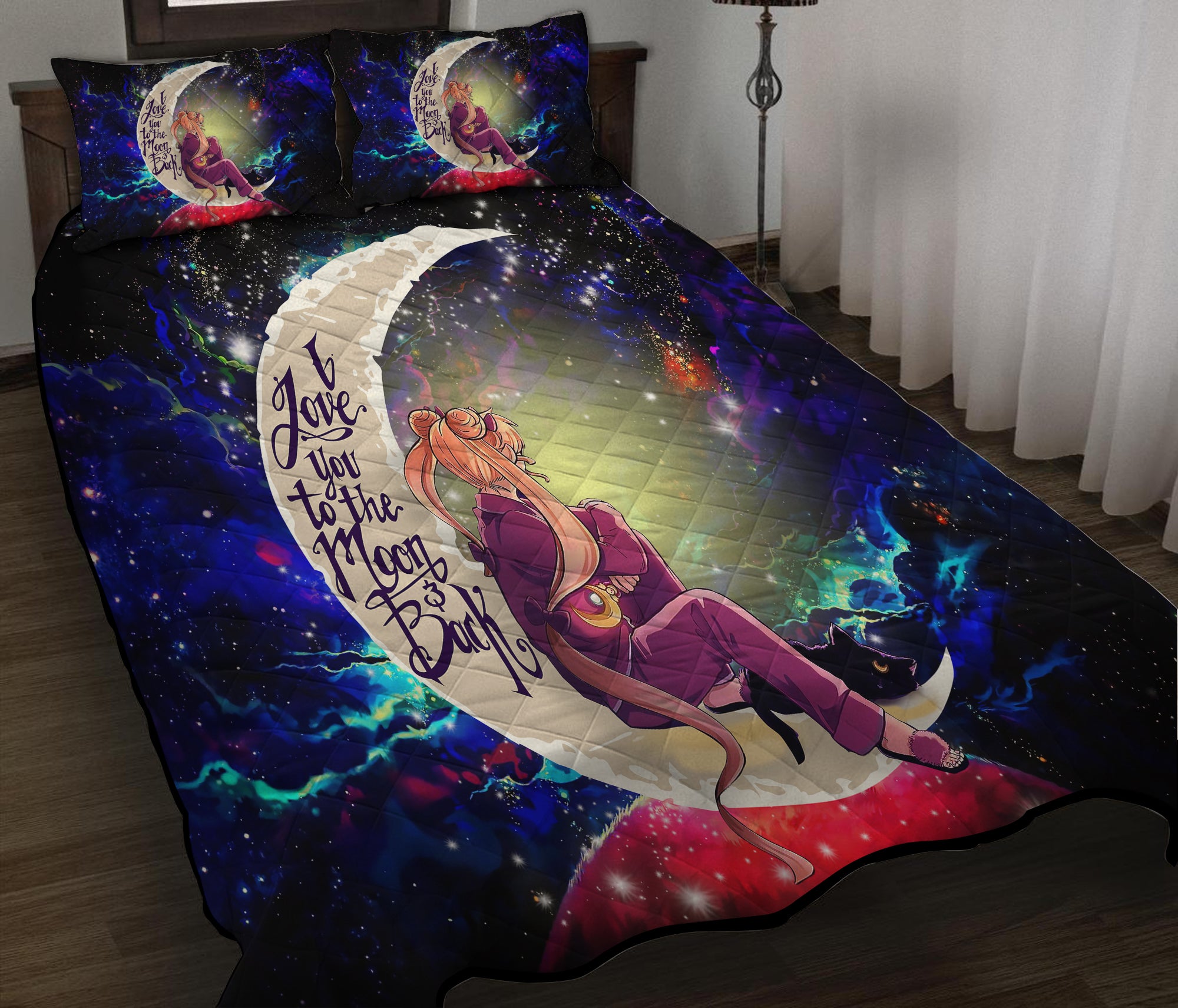 Sailor Moon Love You To The Moon Galaxy Quilt Bed Sets Nearkii