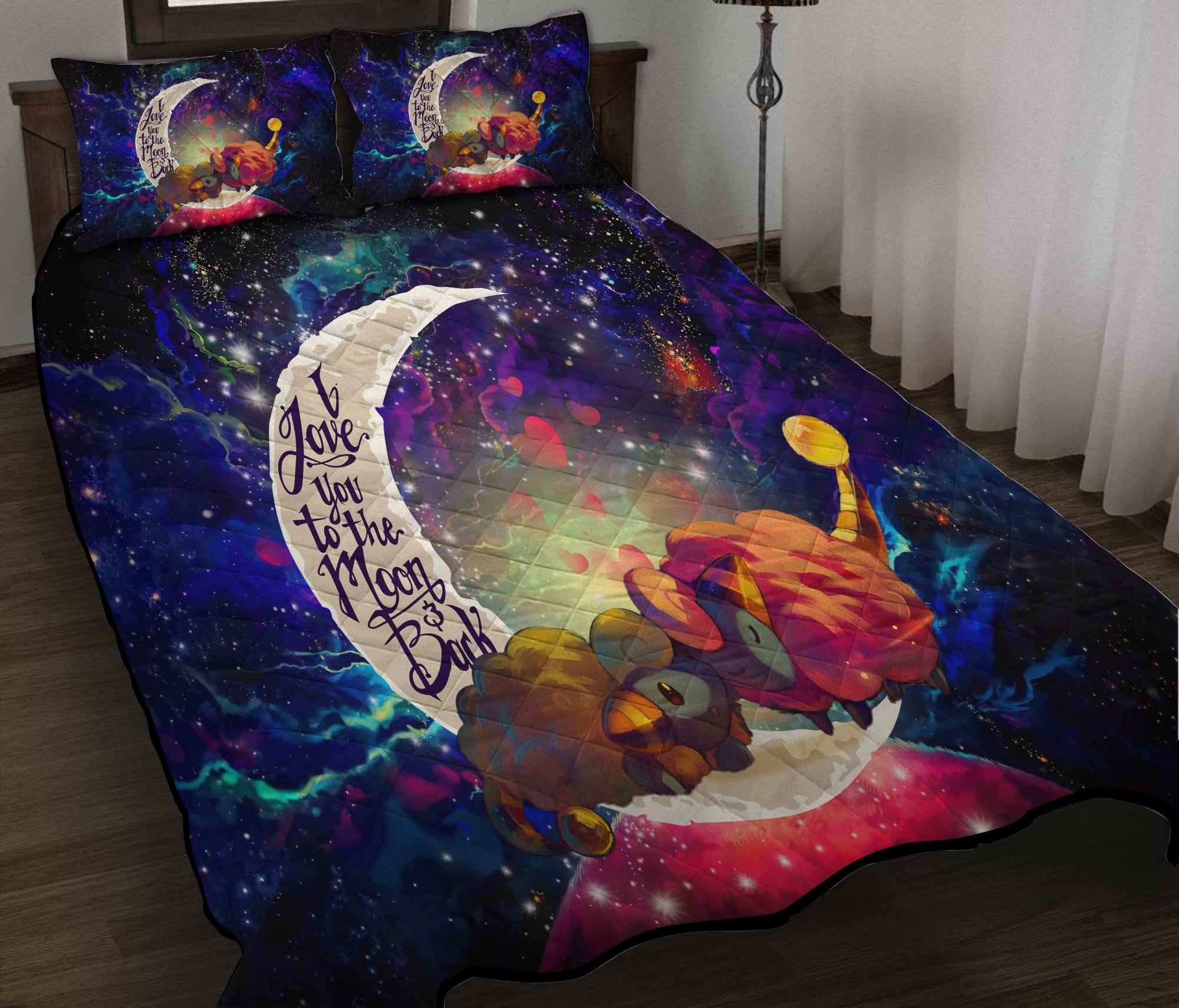 Mareep Pokemon Love You To The Moon Galaxy Quilt Bed Sets Nearkii