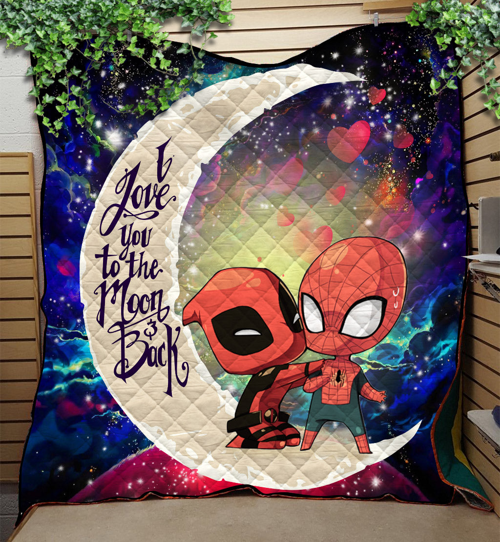 Spiderman And Deadpool Couple Love You To The Moon Galaxy Quilt Blanket Nearkii
