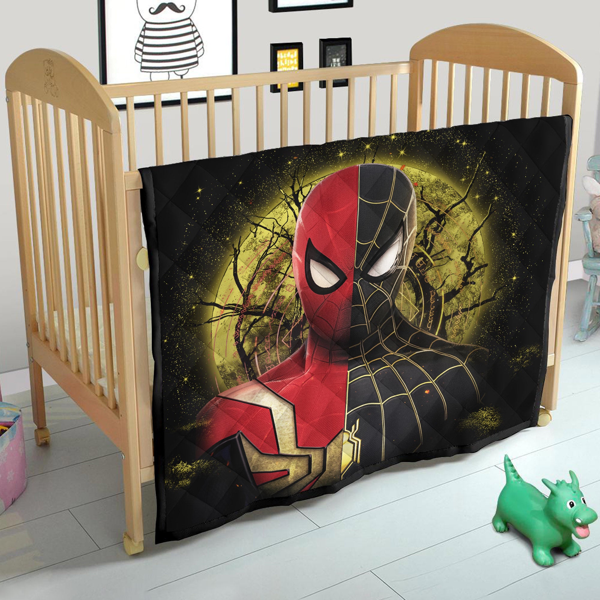 Spiderman Black Suit No Way Home Moonlight Quilt Blanket Nearkii