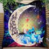 Stitch And Eeyore Couple Love You To The Moon Galaxy Quilt Blanket Nearkii