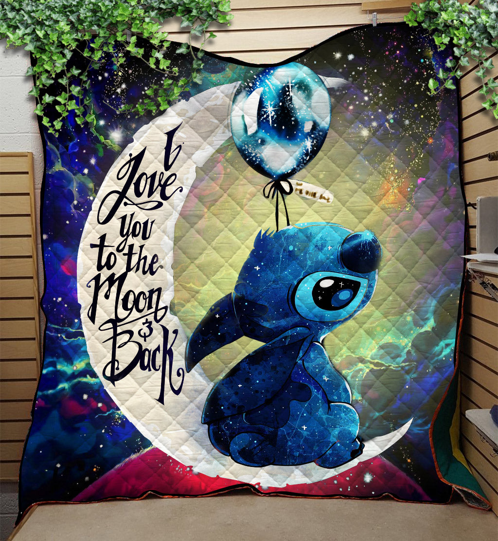 Stitch Love You To The Moon Galaxy Quilt Blanket Nearkii