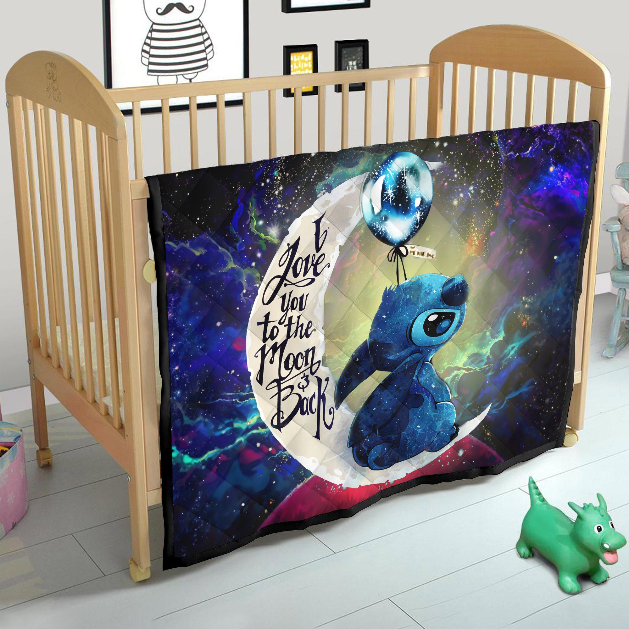 Stitch Love You To The Moon Galaxy Quilt Blanket Nearkii