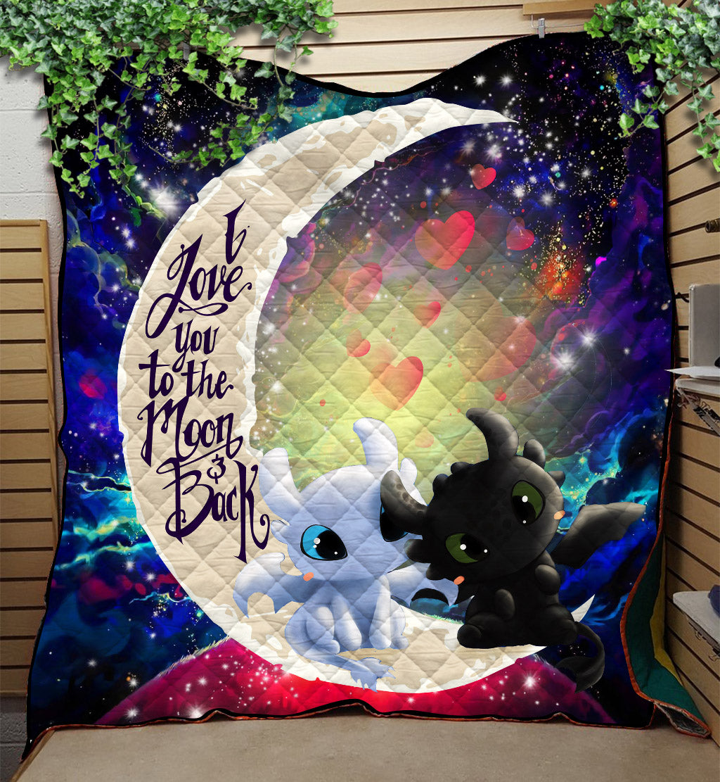 Toothless Light Fury Night Fury Love You To The Moon Galaxy Quilt Blanket Nearkii