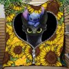 Toothless And Stitch Sunflower Zipper Quilt Blanket Nearkii