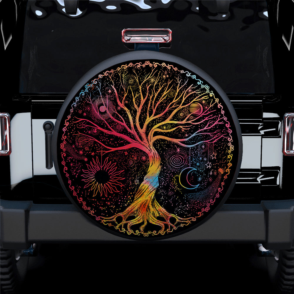 Trippy Psychedelic Tree Of Life Sun Moon Jeep Car Spare Tire Covers Gift For Campers Nearkii