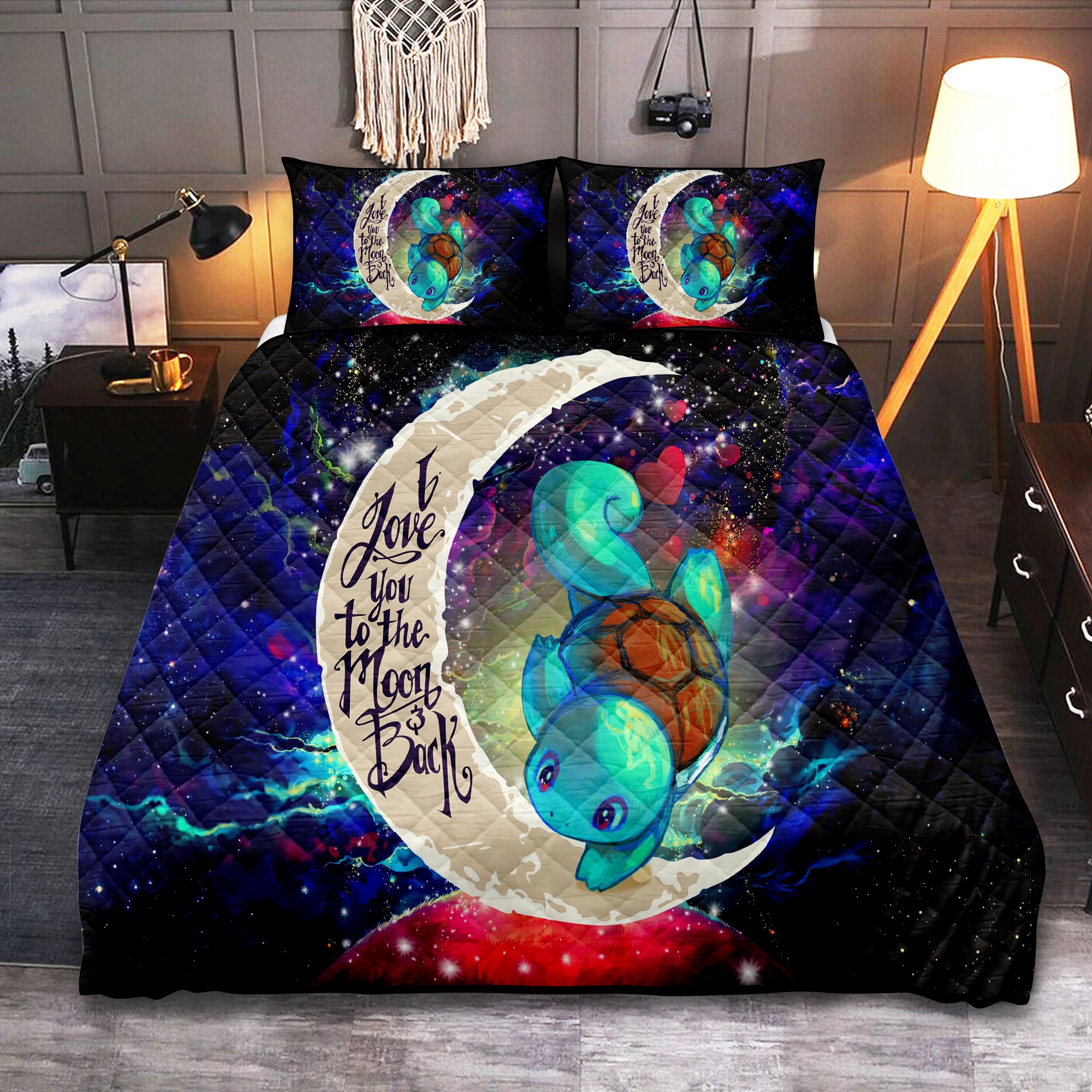 Squirtle Pokemon Love You To The Moon Galaxy Quilt Bed Sets Nearkii