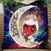 Unicorn Deadpool And Spiderman Avenger Love You To The Moon Galaxy Quilt Blanket Nearkii