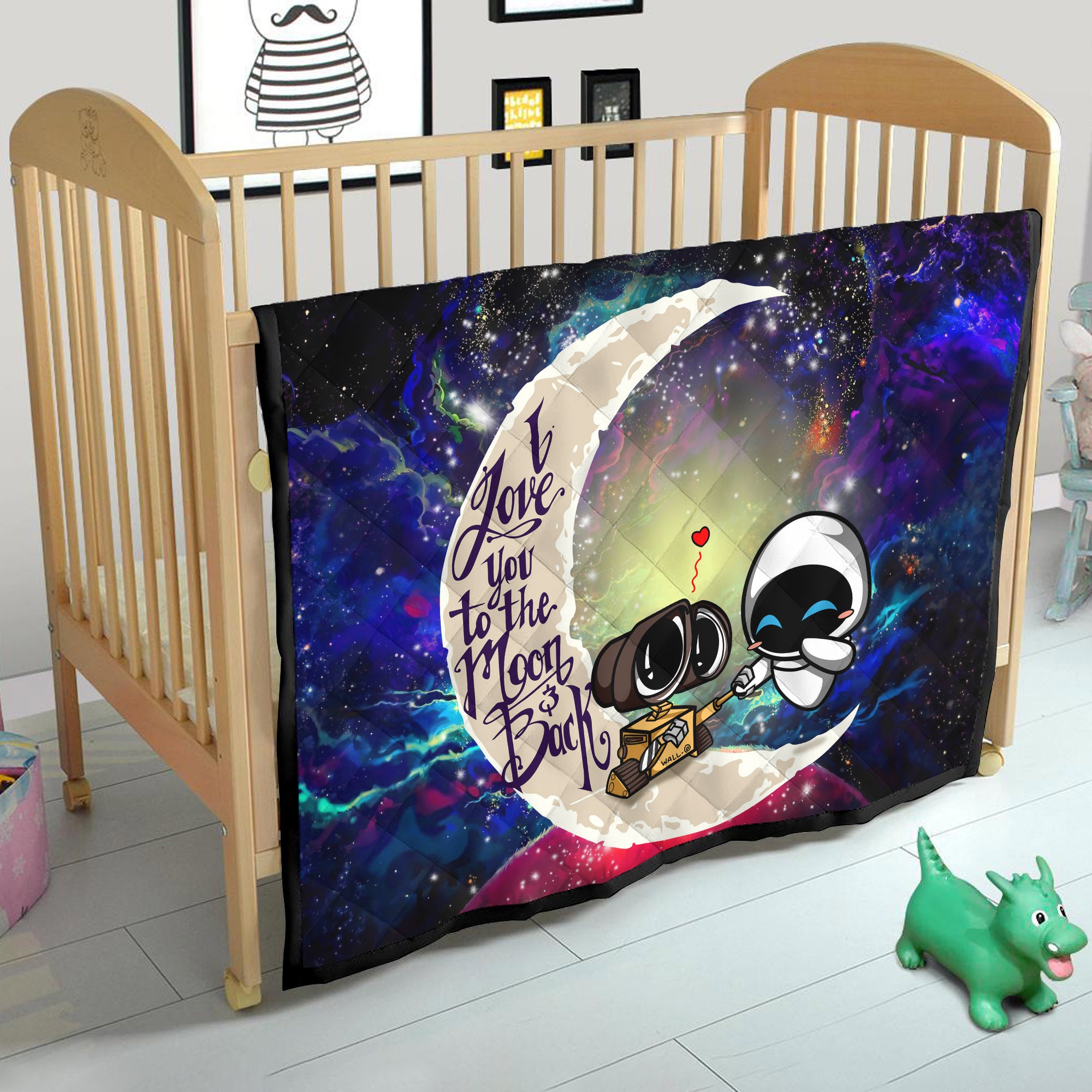 Wall - E Couple Love You To The Moon Galaxy Quilt Blanket Nearkii