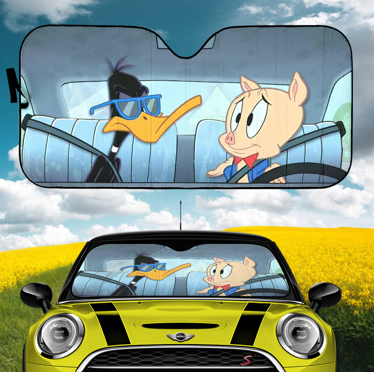 Looney Tunes Funny Daffy Duck Porky Funny Car Auto Sunshades Nearkii