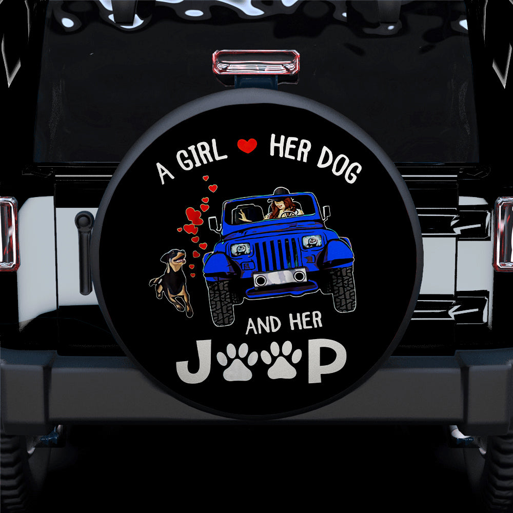 A Girl Love Her Dog And Her Jeep Blue Car Spare Tire Covers Gift For Campers Nearkii