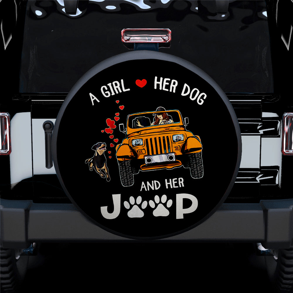 A Girl Love Her Dog And Her Jeep Orange Car Spare Tire Covers Gift For Campers Nearkii