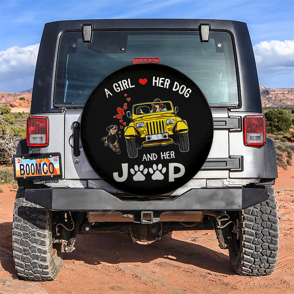 A Girl Love Her Dog And Her Jeep Yellow Car Spare Tire Covers Gift For Campers Nearkii